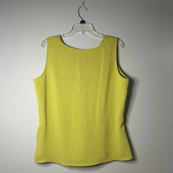 VTG Liz Claiborne Axcess Y2K Babydoll Tank‎ Top Green Ribbed Size 16 Lined - Picture 2 of 5